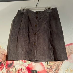 Grey suede skirt. Very soft and cute. Button up